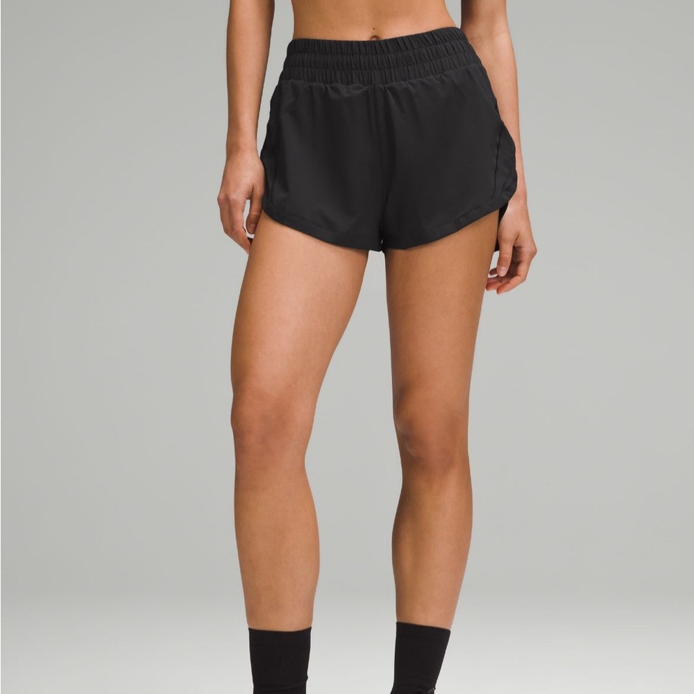 Black Lululemon Track That High-Rise Lined Short 3”